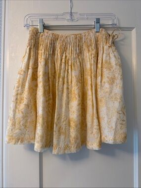 Loeffler Randall Cream and Yellow Floral Smocked Skirt